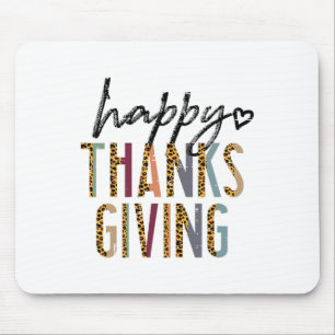 Leopard Happy Thanksgiving Cute Fall Autumn Women Mouse Mat