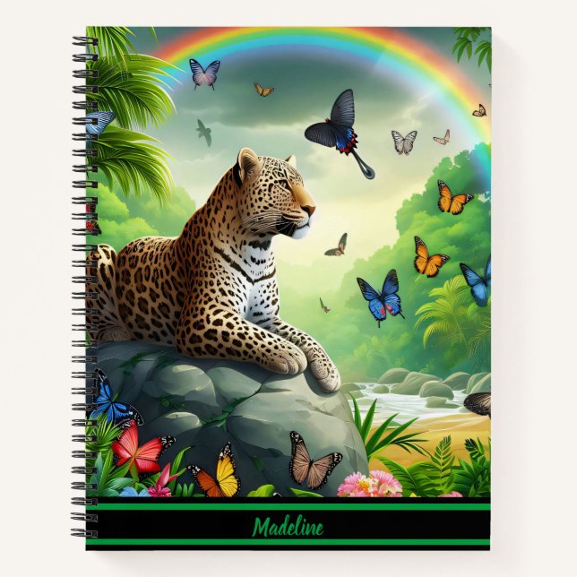 Leopard Haven: Colourful Tropical Surroundings Notebook (Front)