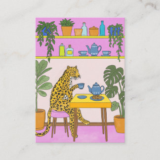 Leopard Having Tea Enclosure Card