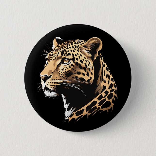 Leopard Head 6 Cm Round Badge (Front)