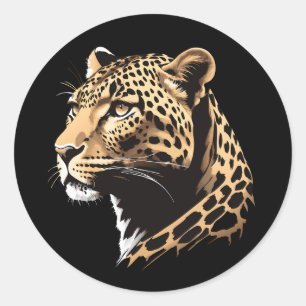 Leopard Head Classic Round Sticker