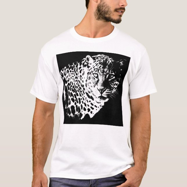 Leopard Head Pop Art Template Elegant Modern Men's T-Shirt (Front)