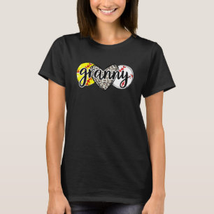 Leopard Heart Baseball Softball Granny Grandma Mot T-Shirt