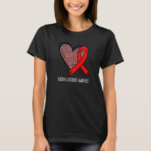 Leopard Heart Bleeding Disorders Awareness Red Rib T-Shirt