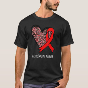 Leopard Heart Cavernous Angioma Awareness Red Ribb T-Shirt