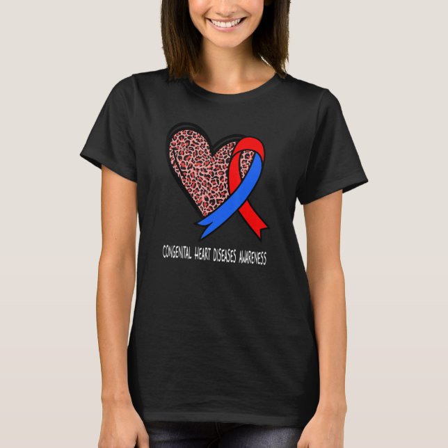 Leopard Heart Congenital Heart Diseases Awareness  T-Shirt (Front)