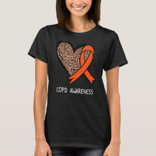 Leopard Heart COPD Awareness Orange Ribbon T-Shirt