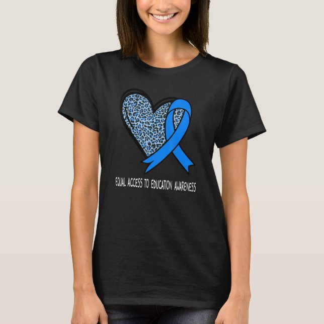 Leopard Heart Equal Access to Education Awareness  T-Shirt (Front)