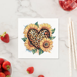 Leopard Heart Floral Napkin