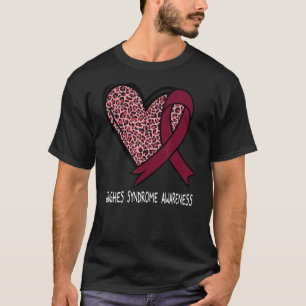 Leopard Heart Hughes Syndrome Awareness Burgundy R T-Shirt