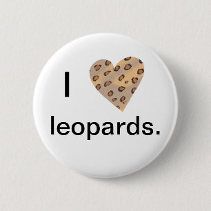 Leopard Heart, I heart leopards pin on buttons