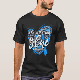 Leopard Heart In November We Wear Blue Diabetes Aw T-Shirt