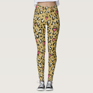 Leopard heart / leopard animal print pink heart leggings