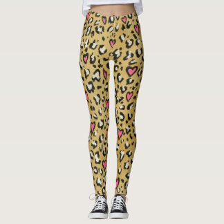 Leopard heart / leopard animal print pink heart leggings