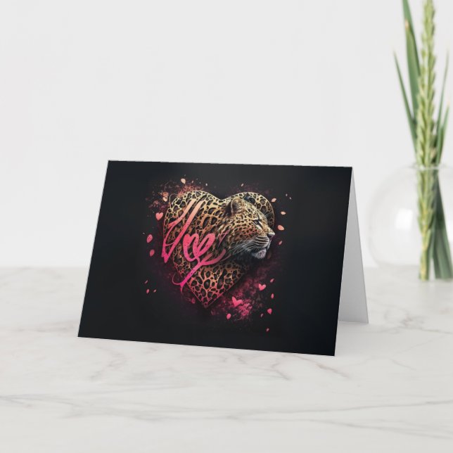 Leopard Heart Love Graffiti Art                    Card (Front)