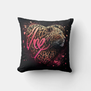 Leopard Heart Love Graffiti Art                    Cushion