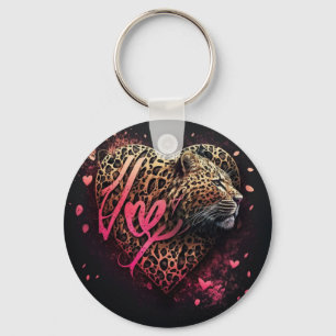 Leopard Heart Love Graffiti Art Key Ring