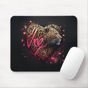 Leopard Heart Love Graffiti Art Mouse Mat