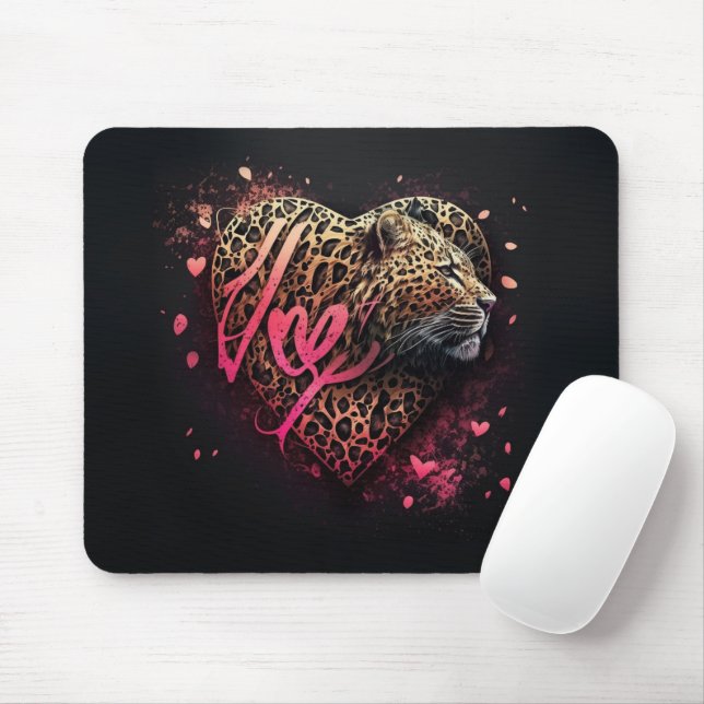 Leopard Heart Love Graffiti Art                    Mouse Mat (With Mouse)