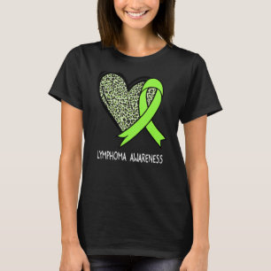 Leopard Heart Lymphoma Awareness Lime Green Ribbon T-Shirt