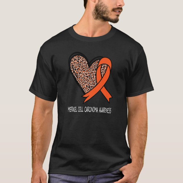 Leopard Heart Merkel Cell Carcinoma Awareness Oran T-Shirt (Front)