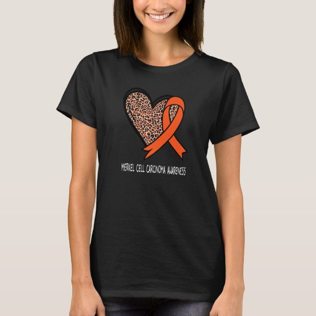 Leopard Heart Merkel Cell Carcinoma Awareness Oran T-Shirt (Front)