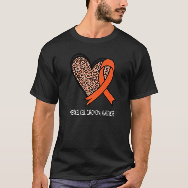 Leopard Heart Merkel Cell Carcinoma Awareness Oran T-Shirt (Front)