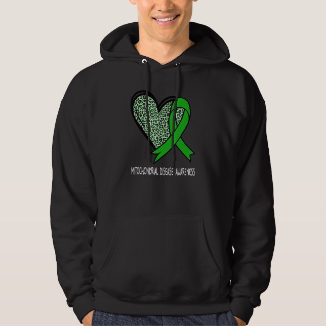 Leopard Heart Mitochondrial Disease Awareness Gree Hoodie (Front)