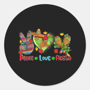 Leopard Heart Peace Love Fiesta Mexican Cinco De Classic Round Sticker