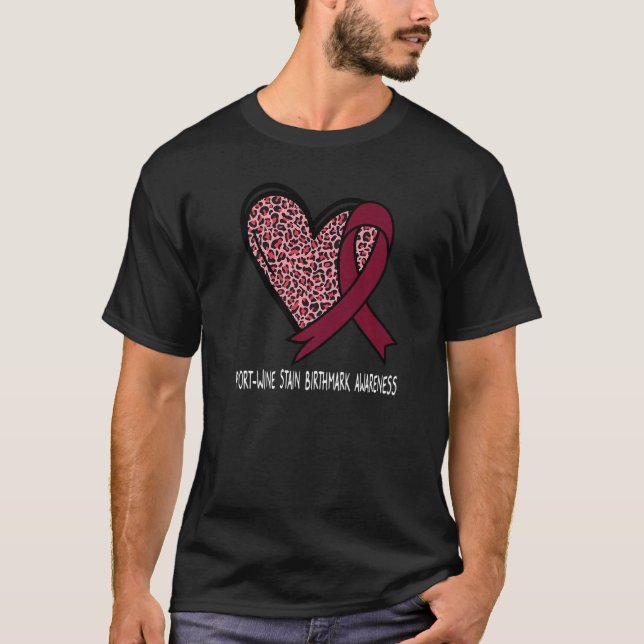 Leopard Heart Port Wine Stain Birthmark Awareness  T-Shirt (Front)