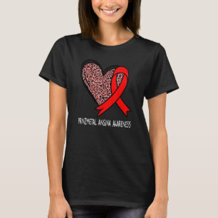 Leopard Heart Prinzmetal Angina Awareness Red Ribb T-Shirt