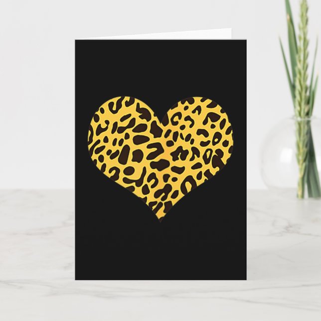 Leopard Heart Valentines Girlfriend Boyfriend Gift Card (Front)