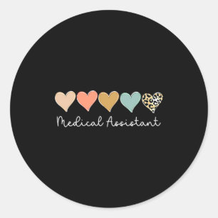 Leopard Hearts Valentines Day For Team Medical As  Classic Round Sticker