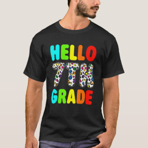 Leopard Hello 7th Grade Back To School Cute Design T-Shirt
