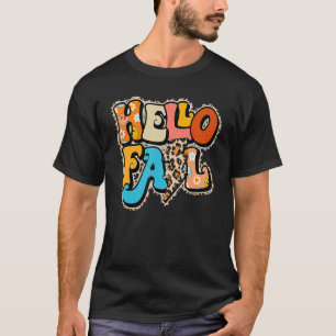 Leopard Hello Fall Fun Pumpkin Patch Fall Autumn T-Shirt