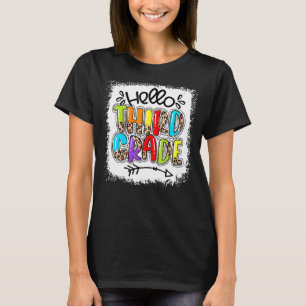 Leopard Hello Third 3rd Grade Teacher First Day Of T-Shirt