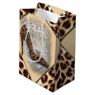 leopard High Heel & Face Design Medium Gift Bag