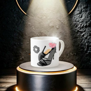 Leopard High Heel & pink Rose Mug
