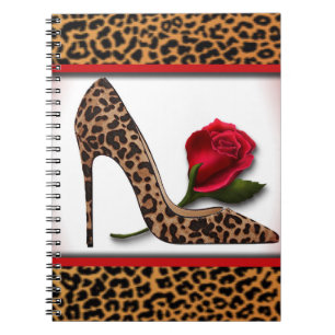 Leopard High Heel & Red Rose Notebook
