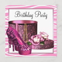 Leopard High Heel Shoes Pink Zebra Birthday Party