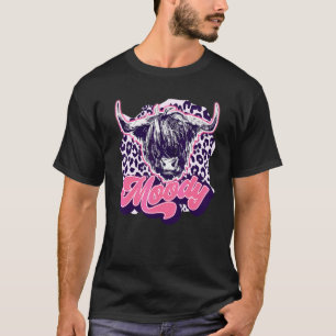 Leopard Highland Cow Moody Heifer Cow Farmers T-Shirt