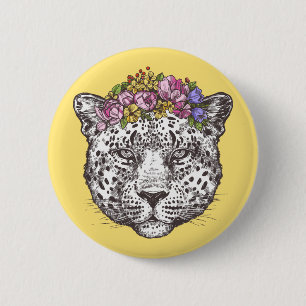 Leopard Hippie Chic 6 Cm Round Badge