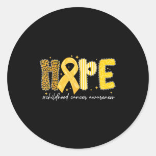 Leopard Hope Gold Ribbon Childhood Cancer Awarenes Classic Round Sticker