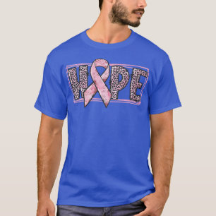Leopard Hope Pink Ribbon Breast Cancer Warrior Awa T-Shirt