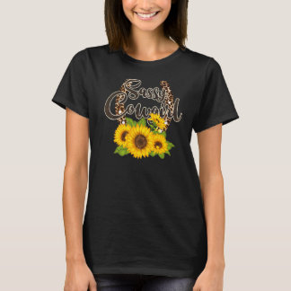 Leopard Horseshoes Sunflower Sassy Cowgirl Western T-Shirt