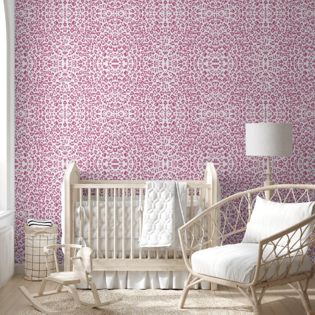 Leopard Hot Pink and White Cute Cool Pattern Wallpaper (Kids)