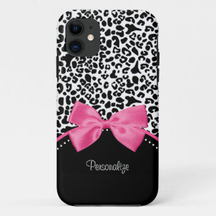 Leopard Hot Pink Bow iPhone 11 Case