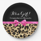 Leopard Hot Pink Bow Its a Girl Safari Baby Shower