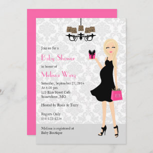Leopard Hot Pink Pregnant Mum Baby Shower Invitation