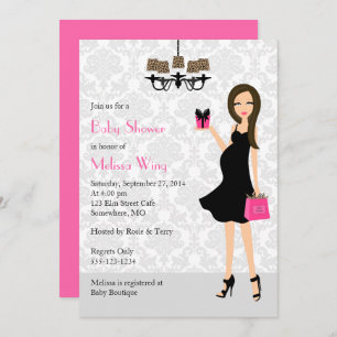 Leopard Hot Pink Pregnant Mum Baby Shower Invitation